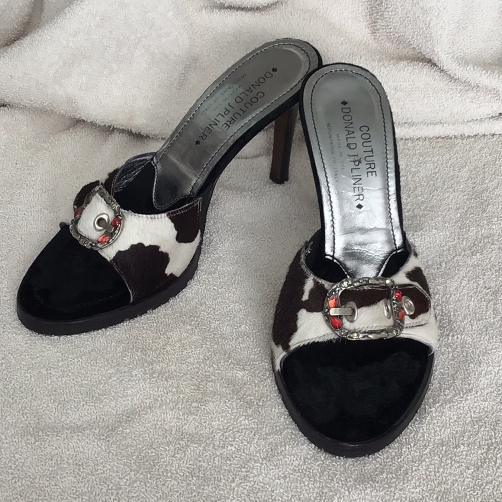 Donald Pliner calf hair cow print stilettos size 8